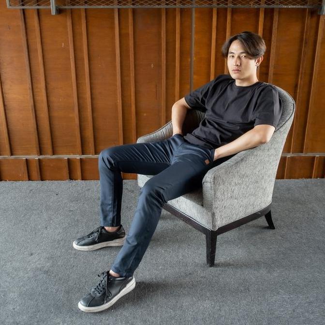 New- Bapin Celana Chino Panjang Pria Navy Kain Katun Scoth Stretch