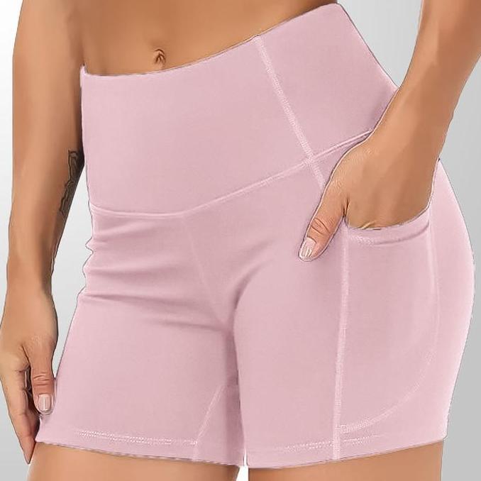 Celana Legging Pendek Wanita Workout Shorts Running Yoga Wear Sports Short dengan Kantong