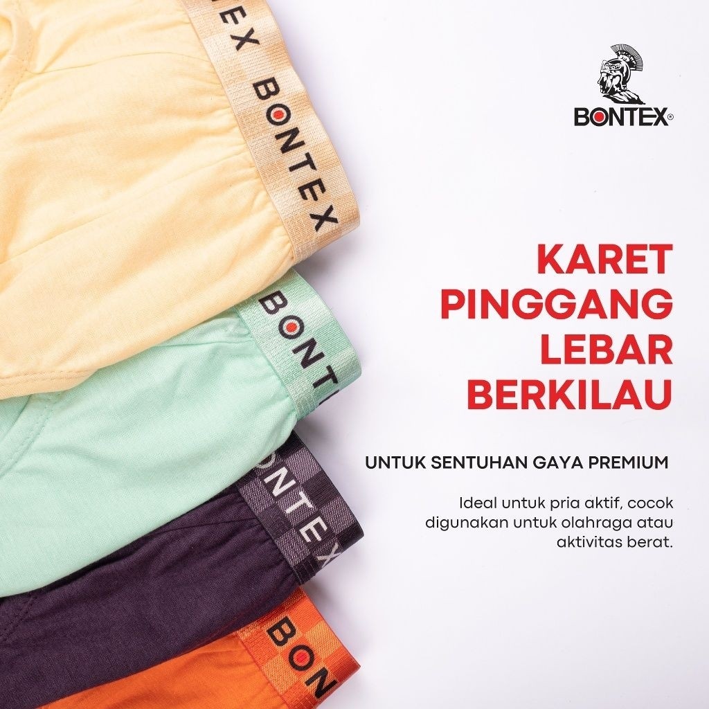 BONTEX Celana Dalam Pria Isi 3 pcs Bontex Metrofit Grid Premium Model Segitiga Karet Boxer