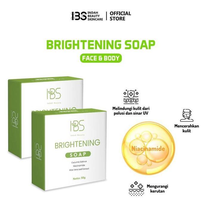 Glow- Indah Beauty Ibs Brhtening Soap 2Pcs Hijau Sabun Facial Jah & Tubuh Mencerahkan Mengencangkan 