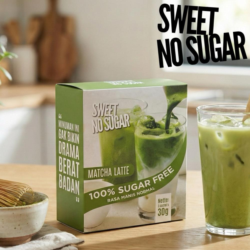 Sweet No Sugar Matcha Latte Sugar Free Tanpa Gula Ceremonial Grade Uji Kyoto Bebas Gula Aman Diabete