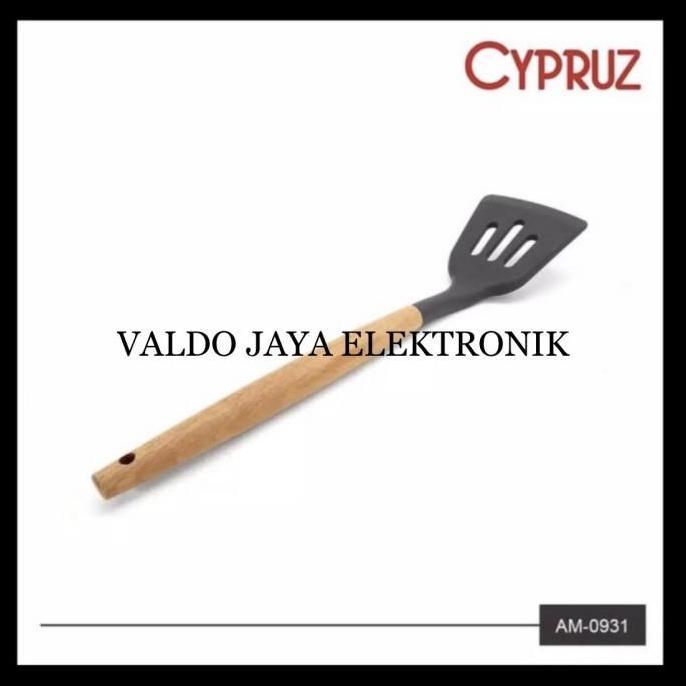 Weary- Cyprus Spatula Silicone Turner Lubang Am-0931/Sodet Sutil Silikon Kayu Hitam Kitchenre