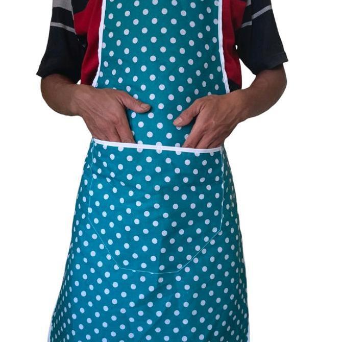 Pilihan - Celemek Masak/Apron Masak Dewasa Motif Polkadot/Baju Masak Anti Air Bahan Kain