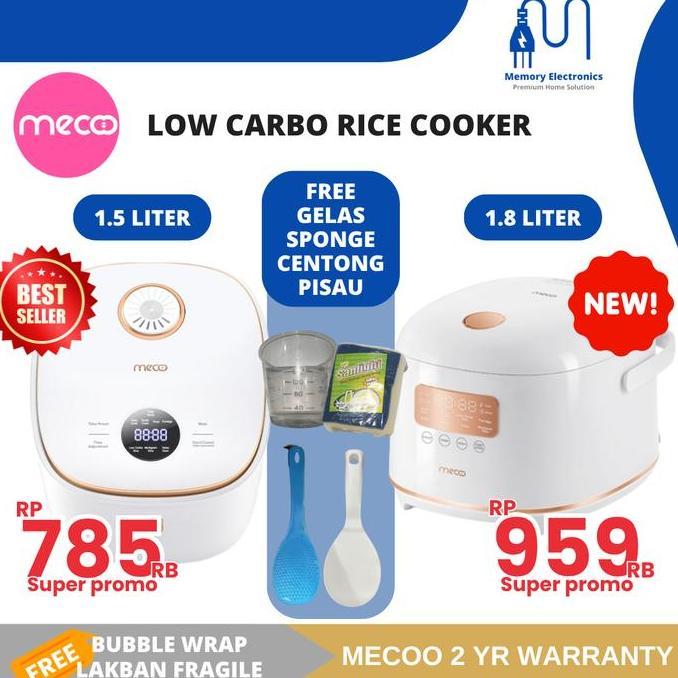 Mecoo Rice Cooker Low Sugar Low Carbo Low Watt Penanak Nasi Magicom 1.8 Liter