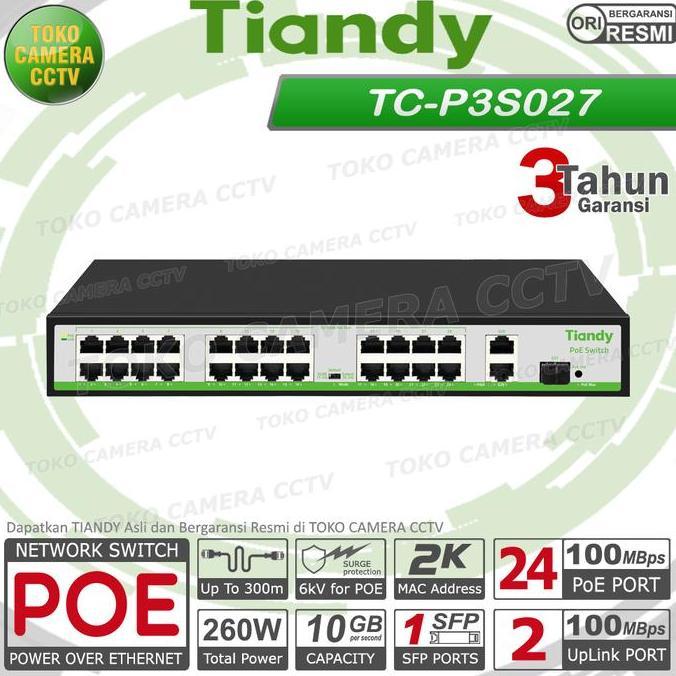 SWITCH POE TIANDY 24 PORT TC-P3S027 POE SWITCH 24 PORT
