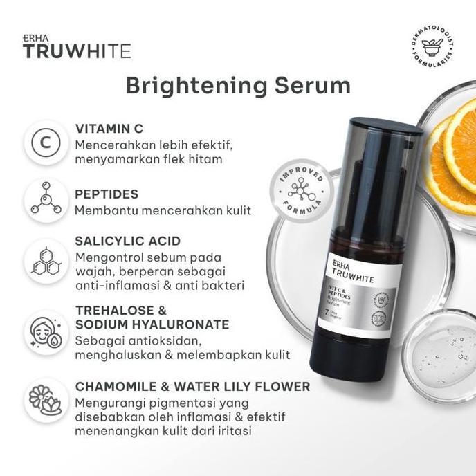 Erha Serum Wajah Pencerah Erha Truwhite C Serum - Vitamin C + Peptides / Bpom Mencerahkan  Extract P