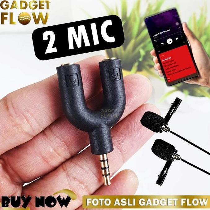 Greeeg- Splitter 2 Microphones Mic To Mic Audio Adapter Dua Dual Mikrofon
