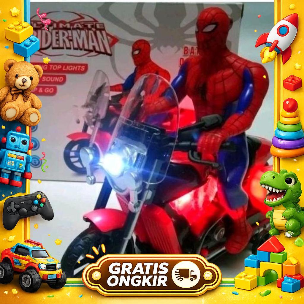 Mainan Motor Spiderman Bump Go Mainan Anak Spiderman Rider Hadiah Lampu Toy