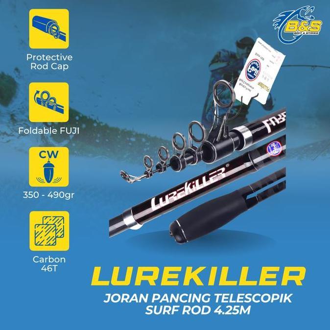 LUREKILLER Joran Tele Surf 4.25m CW 150g-350g DPS FULL Ring Guide / Rell Seat FUJI Pancingan Pasiran