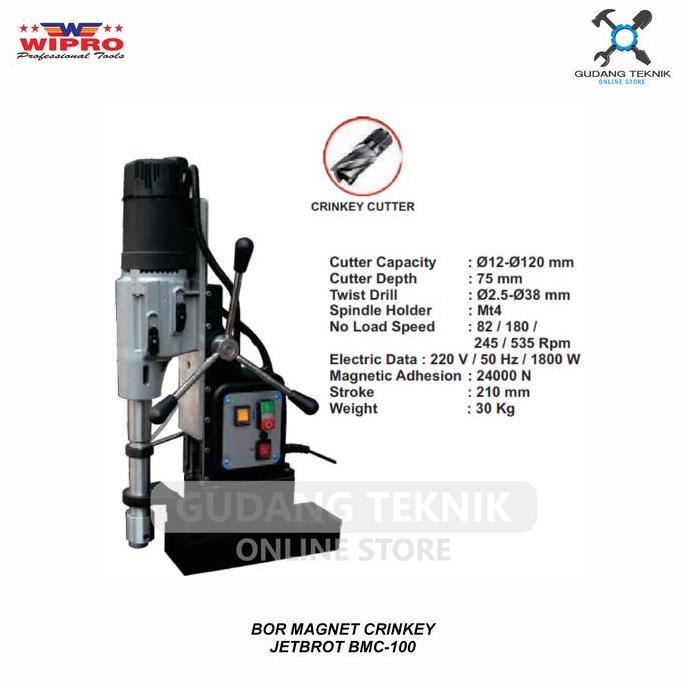 NIKIFOROV Mesin Bor Magnet JETBROT WIPRO BMC 100 / Cutter Deepth 75mm WIPRO