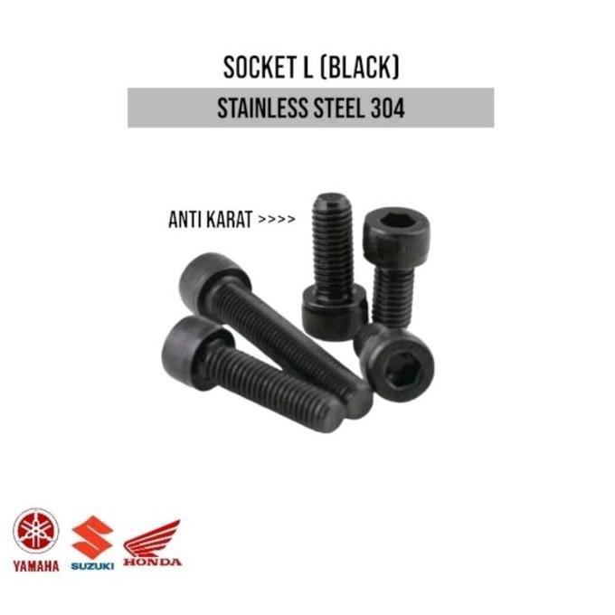 BAUT M4 / 4MM BAUT L STAINLESS 304 BAUT SOKET HEAD DRAT 4MM (BLACK) CD99