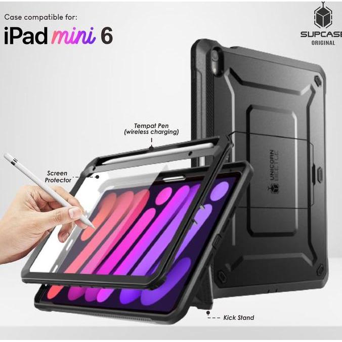 TERMURAH - SUPCASE Case iPad Mini 6 Chip A15 Bionic 2021 8.3" - Casing Slot Pensil Cover Hardcase Ru