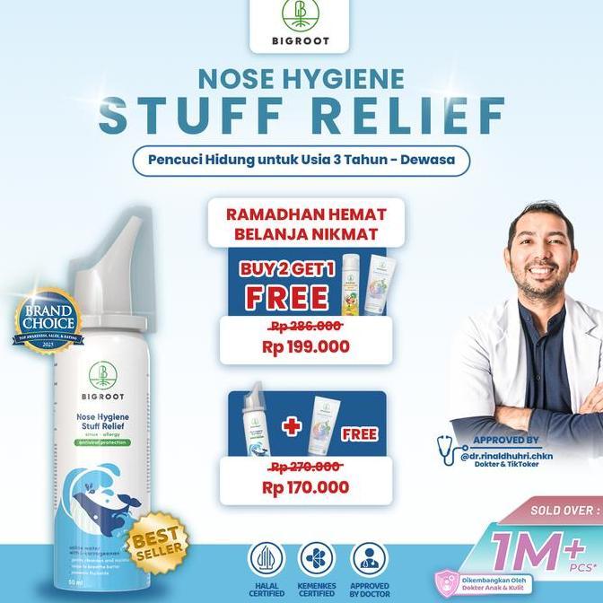 Baby- Broot Nose Hygiene Stuff Relief 50Ml Pencuci Hidung Desa & Anak 3+ Tahun - Saline Ter Dan Iota