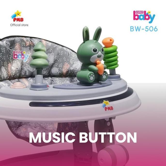Baby Walker IORA BW506 - PMB Toys Roda Karet, Musik & Lampu LED, Mainan Motorik, Ketinggian Dapat Di
