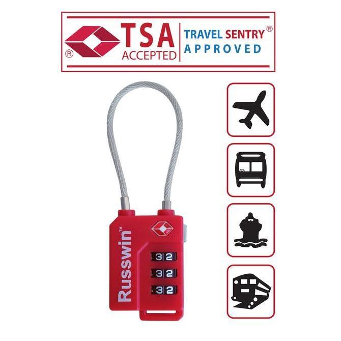 Russwin TSA Lock 21100 Gembok Koper - Red antikarat/Gembok kombinasi/gembok travel/gembok seling baj