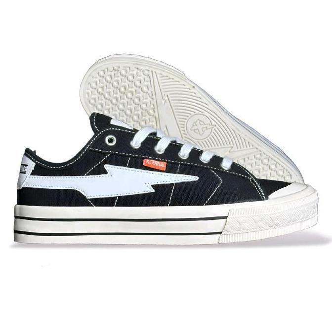 Vanto- Xternalstepsure Sepatu Sneakers Pria Nita001 Mitterns Storm Low Black White Canvas Casual Kas