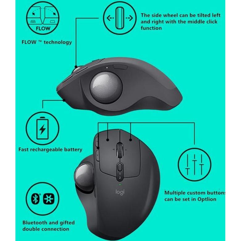 Silut- Logitech Mx Ergo S Mouse Wireless Bluetooth Trackball Mouse