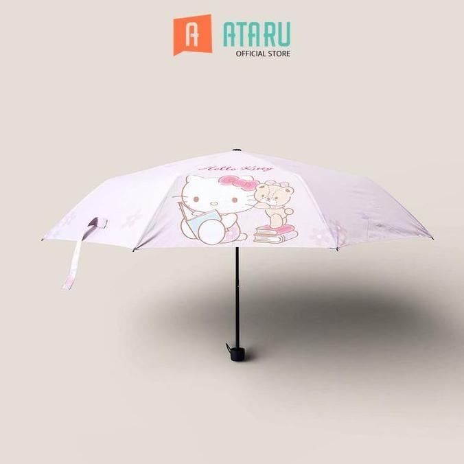 Ataru Payung Parasol Lipat UPF 50 Hello Kitty 55 cm - Pink Foldable Parasol Kids Umbrella Alat Pened