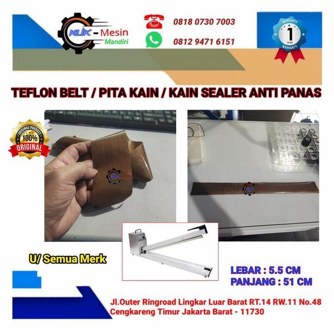 Kain Teflon Belt / Pita Sealer/ Kain Pemanas Mesin Hand Sealer 50 Cm