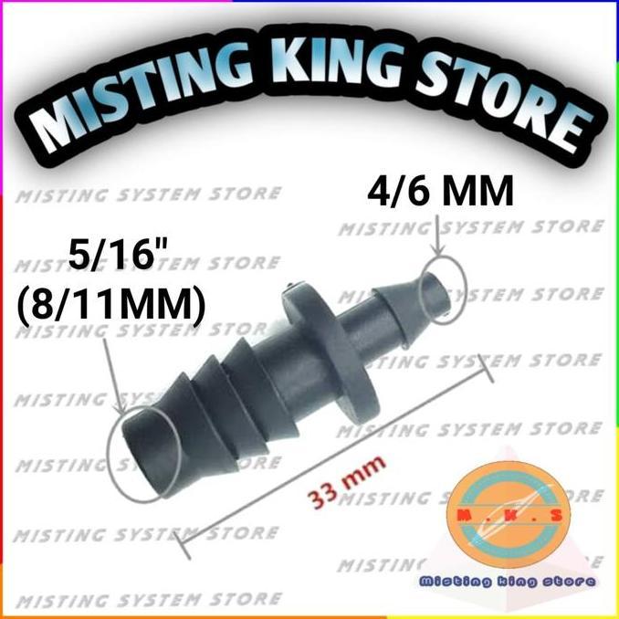Konektor Reducer Selang 8/11Mm Ke 4/7Mm Uniring 10*16 Aerator Id 4 Mm