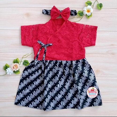 Hanbok Anak / Hanbok Batik Anak / Pakaian Hanbok Brokat Anak warna Merah