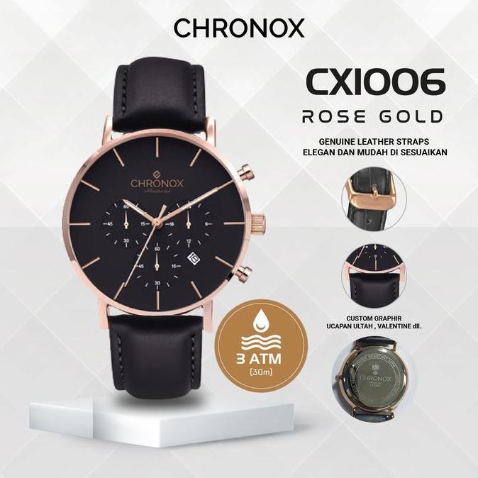 Watch- Chronox Jam Tangan Pria Kulit Analog - Cx1006 Everlast Quartz Stainless Steel Stoptch