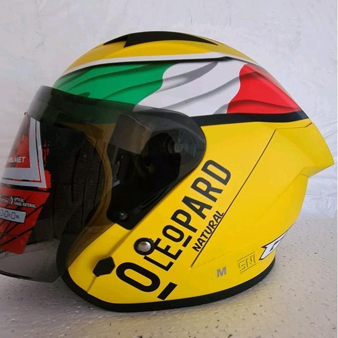 Helm Force Motif Leopard ,Helm Ghm Dewasa,Sertifikat Sni,Bahan Abs Asli Helmpermanen
