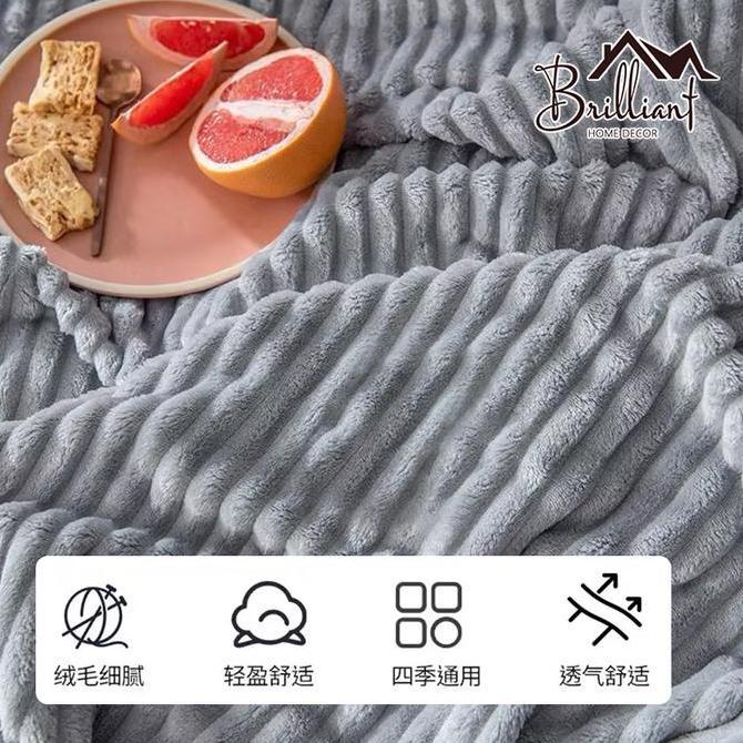 Selimut Sofa Rabbit Thermal Blanket Soft Blanket Selimut Bulu Dewasa Halus Motif Polos Embos Sarung 