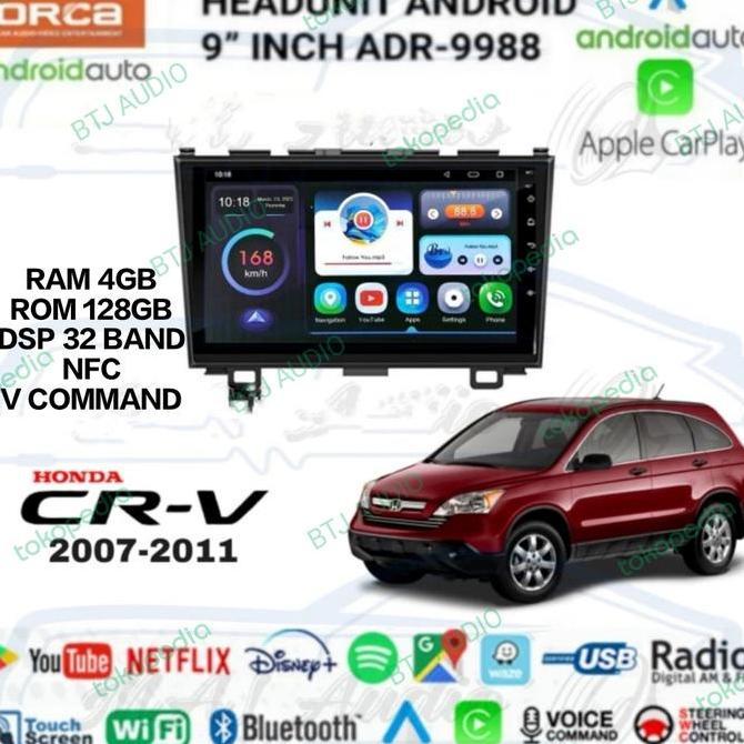 HEAD UNIT TAPE MOBIL ANDROID ORCA OEM HONDA CRV 2007-2011 LAYAR 9"