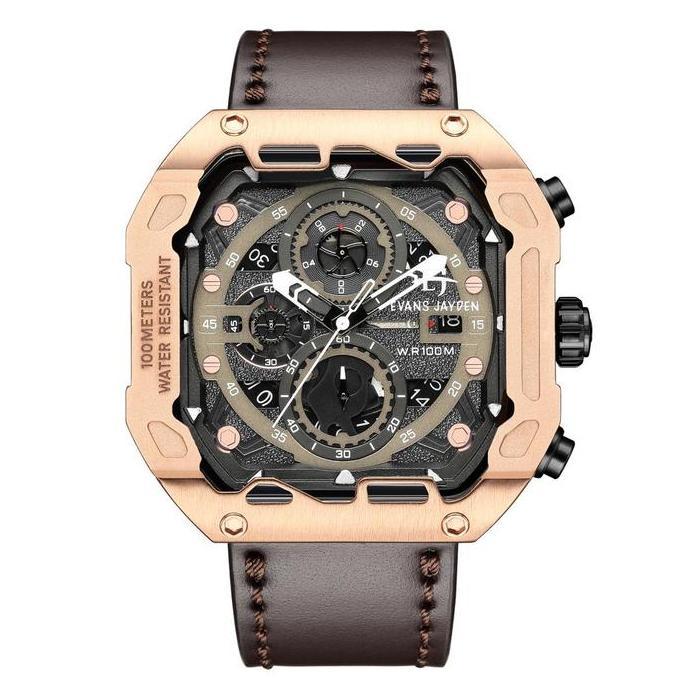 Bw- Evans Jayden Jam Tangan Pria 9596 Kulit Kaca Sapphire Chronograph Ter Resistant 10 Atm Stainless