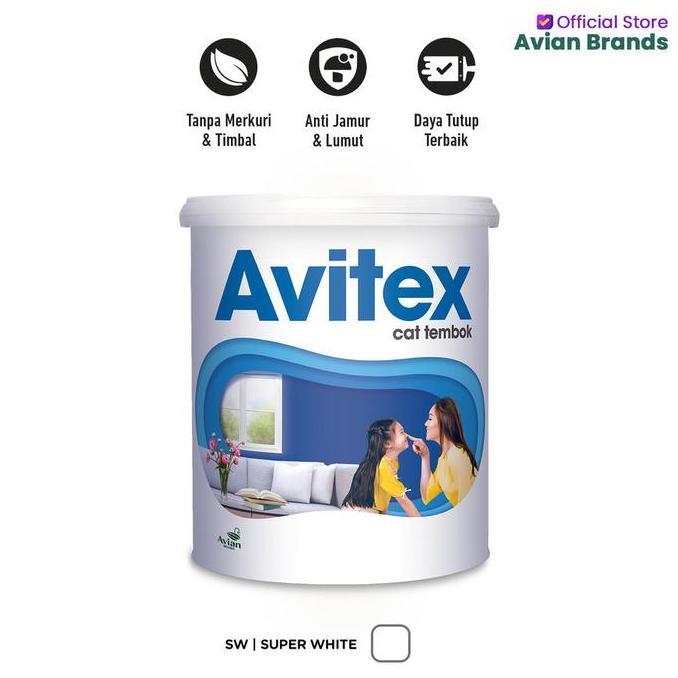 TERANGBULANSHOP_ - CAT TEMBOK AVITEX 1 KG PUTIH / HITAM / WARNA READY AVIAN BRAND