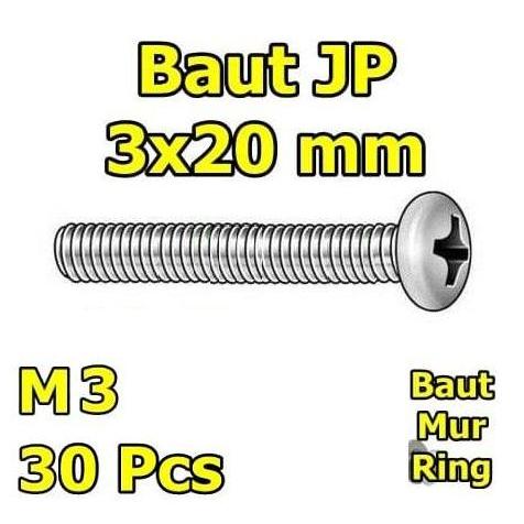 SC X30 SET BAUT MUR RING M3 X 20 ( JP 3X20MM) BAUT JP M3 3MM 3X20 3X20MM