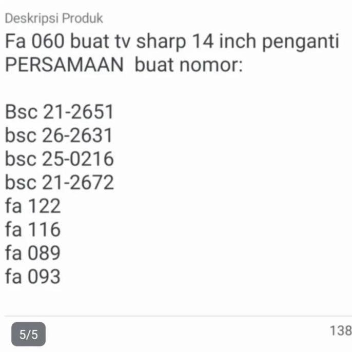LINEAR FA 060 BSC21-2672 BSC 21-2672 BSC25-0216 BSC 25-0216 FA093 FA 093 TV PLAYBACK FLYBACK TV SHAR