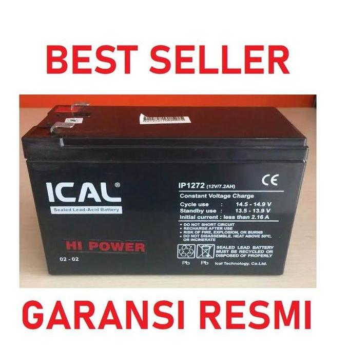 aki baterai Kering ups ICA ICAL 1272 pengganti IP1275 Ical 12v 7ah