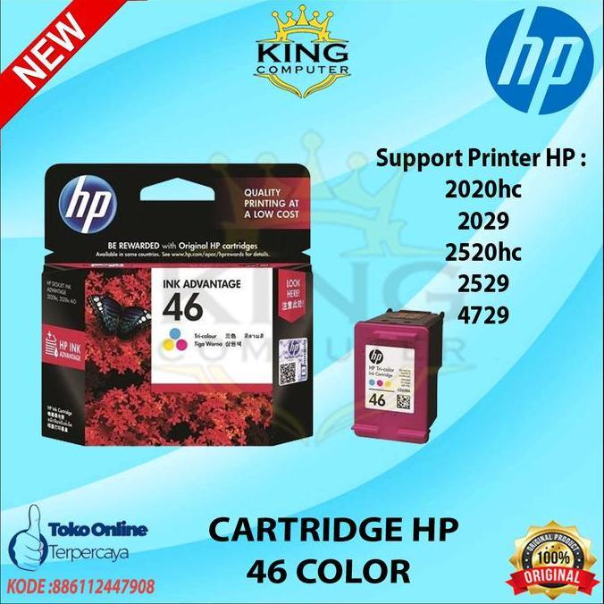Tinta HP 46 Printer HP Deskjet 2520 HC (HP46 Color) Original