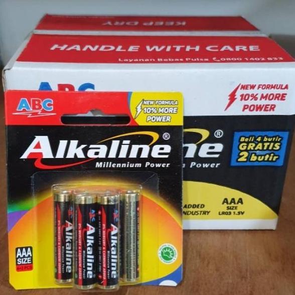 Baterai Abc Alkaline A3 Aaa 4+2 / Baterai Remot A3 1 Box Isi 12 Card Ori - Aaa/Box