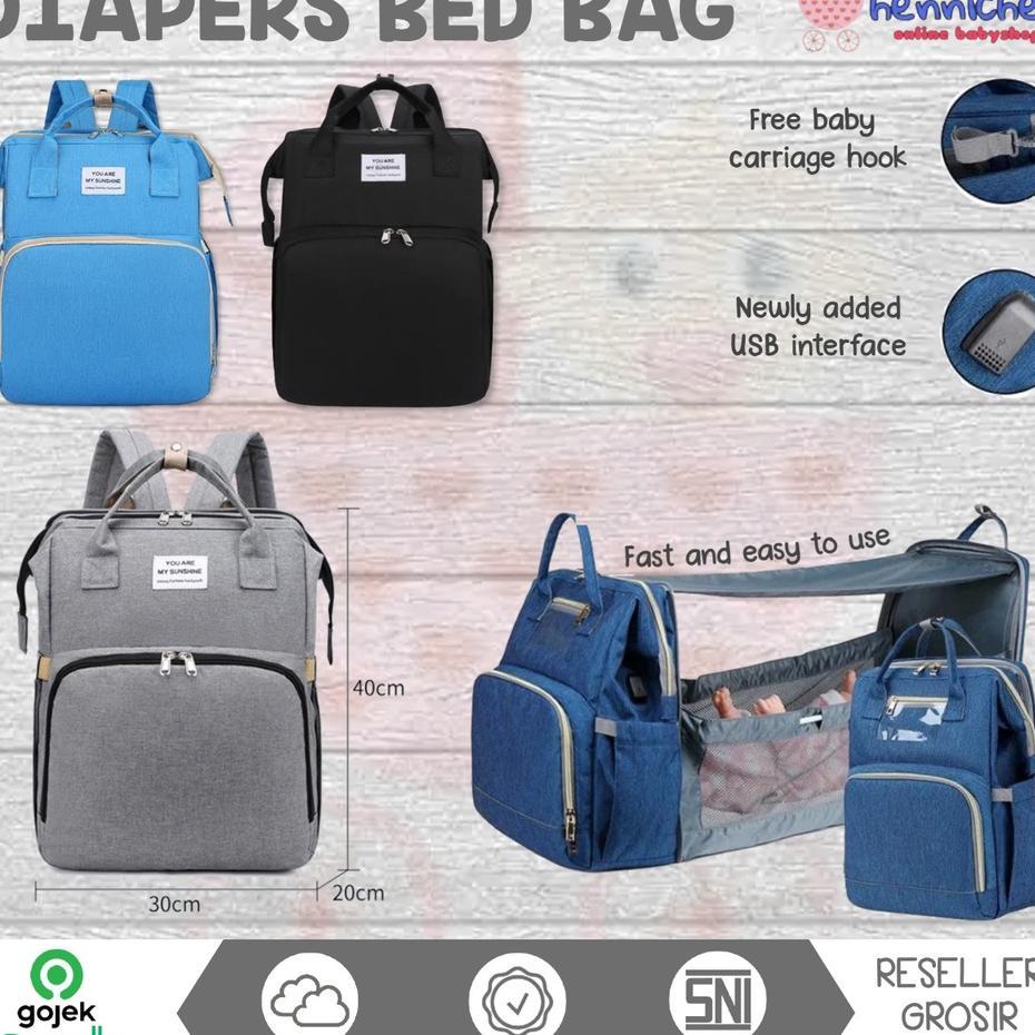 Tas Ransel Bed Premium Impor Tas Ransel Bayi My Sunshine Baby Diaper Split Long Bed Backpack Ibu Ana