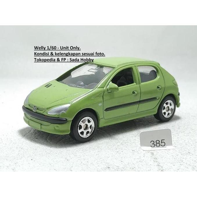 DIECAST WELLY 1/64 PEUGEOT 206 HIJAU UNIT ONLY S2025