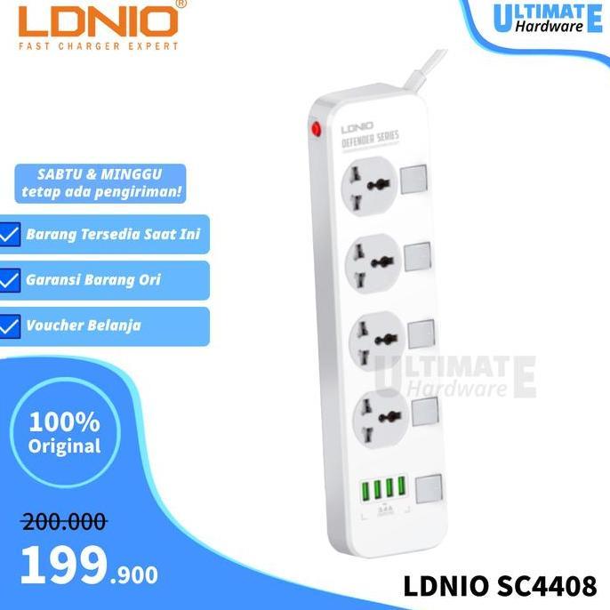 Falsh Ldnio Sc4408 Stop Colokan Listrik Usb Fast Charging Charger