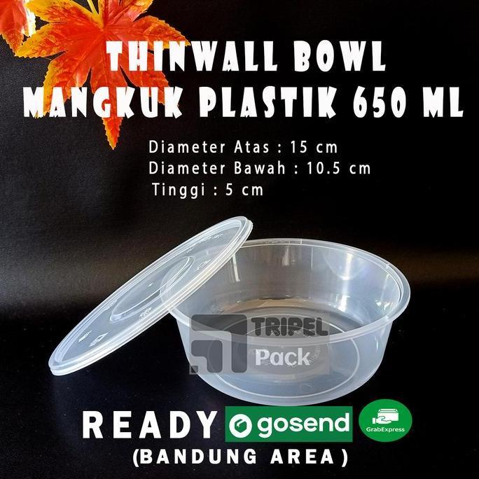 Thinwall Bowl Mangkok Plastik Cup Puding Bulat 650 ml