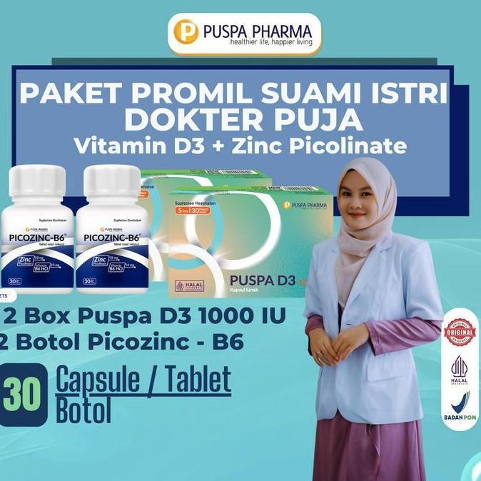 Coolbit- {Spesial Dokter Puja} Paket Promil Suami Istri - Puspa D3 Vitamin D3 1000 + Picozinc - B6 (