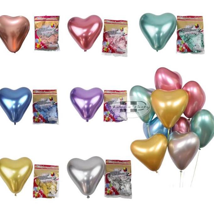 Balon Latex Metalik Chrome Love / Latex Love Chrome 12Inch (Isi 50Pcs)