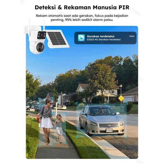 Lens- Eyesec Cctv 4G Tenaga Surya 6Mp Dua Lensa Ip Camera Outdoor Dual Lens Siap Pakai Tanpa Wifi & 