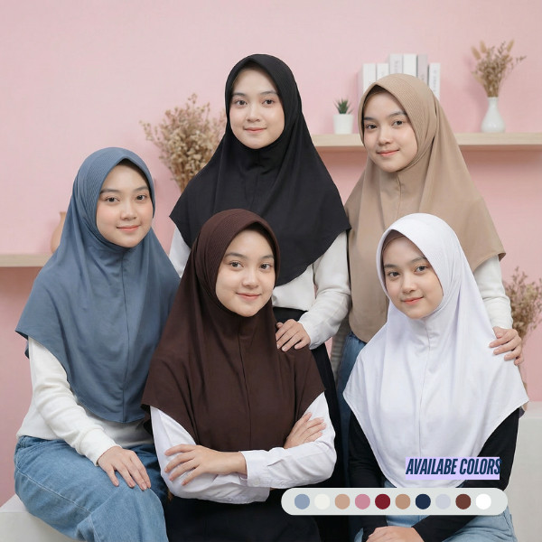 Zimoolla Zira Bergo Syari L  Hijab Instan Oval Spandex Premium untuk Sekolah SMA