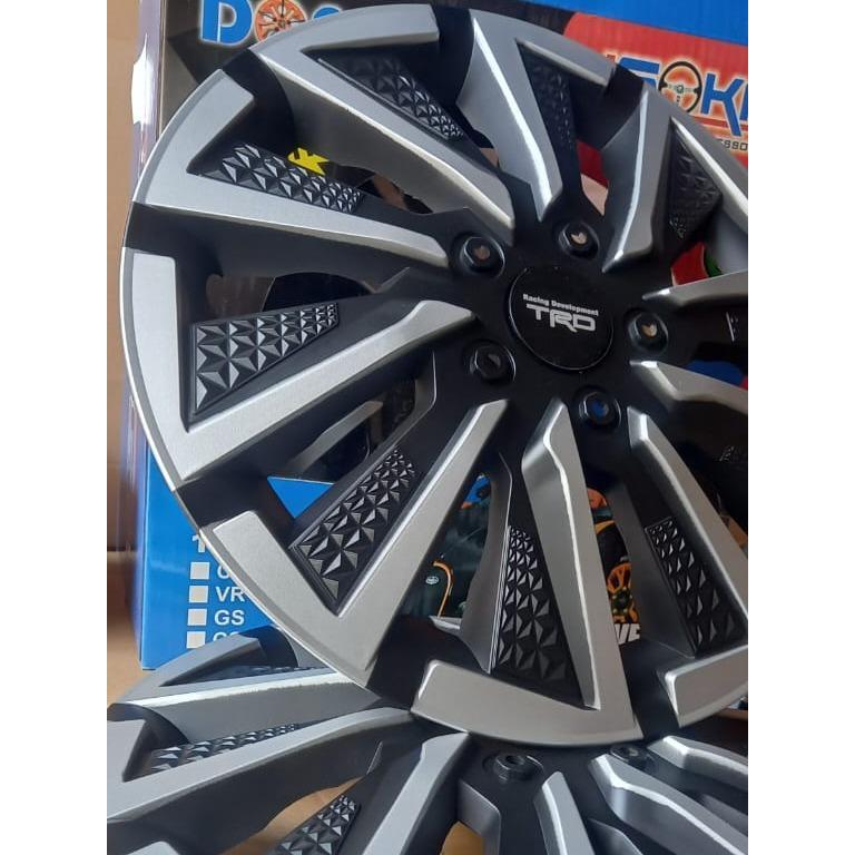 Dop Roda / Wheeldop Tutup Velg Mobil Ring 13 Dan Ring 14 Dop Roda Type Exo Silver - Hitam Wildop / D