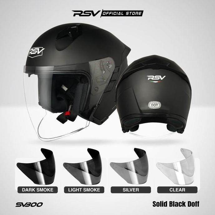 (Bundle) Helm Rsv Sv300 Series + Extra Visor Warna (Smoke/Iridium) Half Face Unisex Rsv Helmets