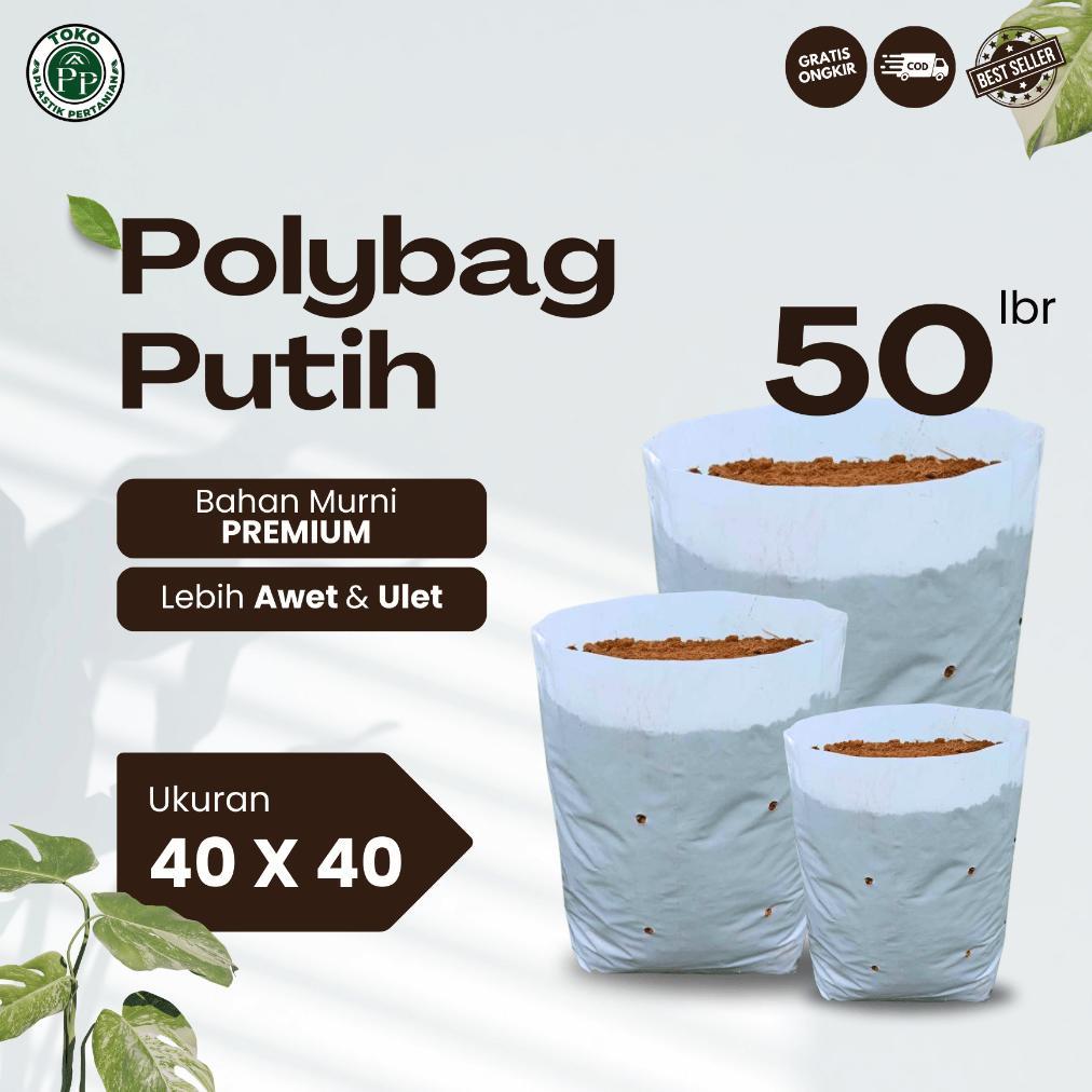 Polybag Putih 40 x 40 Isi 50 Lembar - Polybag Putih / Putih-Hitam