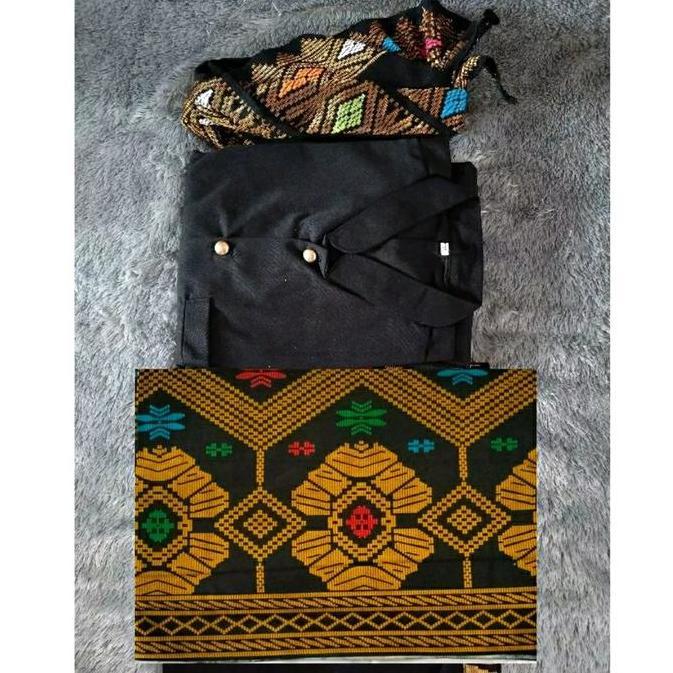 TERBARU BAJU ADAT LOMBOK PRIA DEWASA - SET SAPUK DAN BAJU PIGON DENGAN MOTIF SONGKET KATUN
