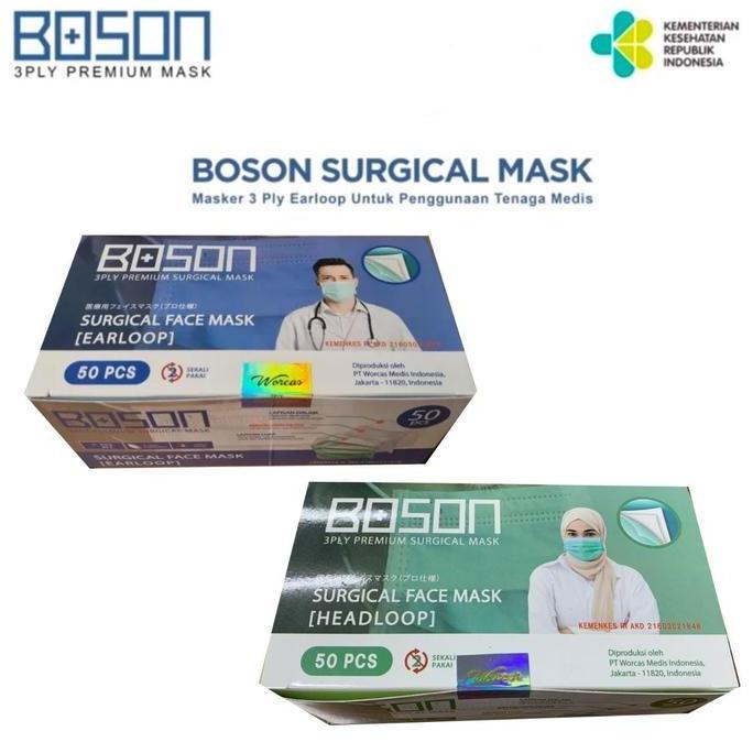 Lada_jayamay - BOSON Masker Surgical Mask 3 Ply - Masker Medis isi 50 Pcs