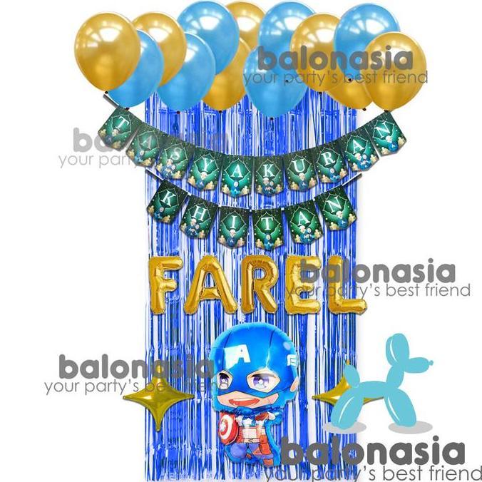 Dekorasi Paket Balon Tasyakuran Khitan Khitanan Backdrop Tirai Baby Captain